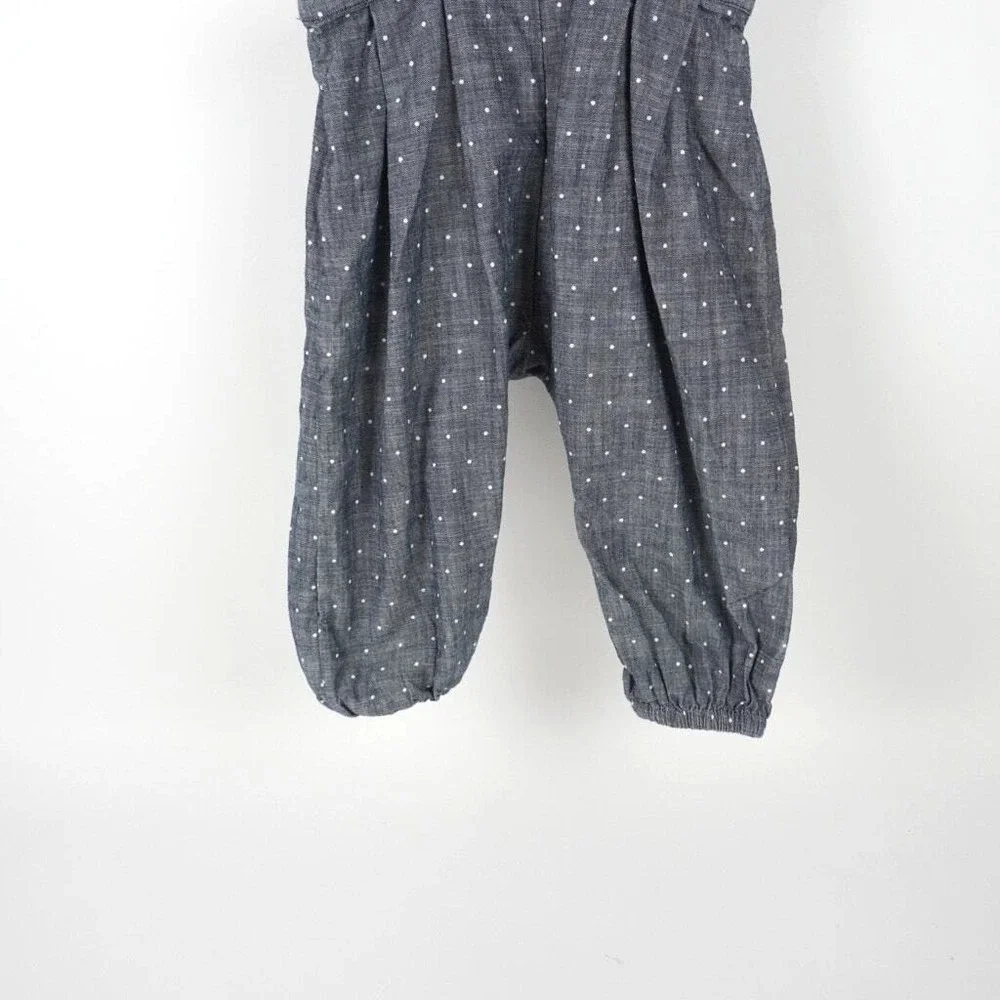 Tucker + Tate Overalls Baby 12M Blue Polka Dot Ruffle Strap‎ Chambray Jumpsuit